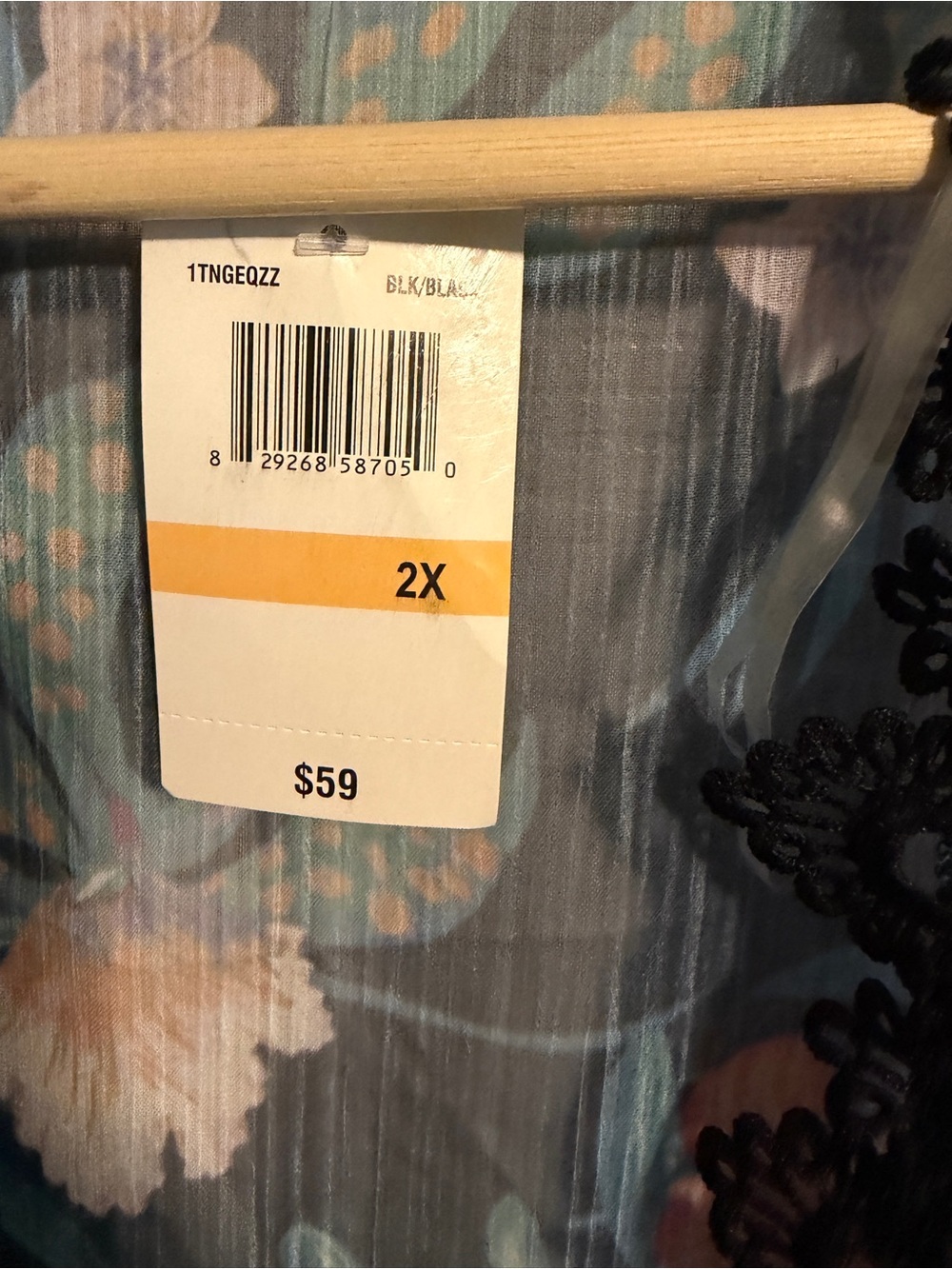 Floral Lace Accent Dress Top - Blue Multi color tunic cardigan 2X - Picture 3 of 9